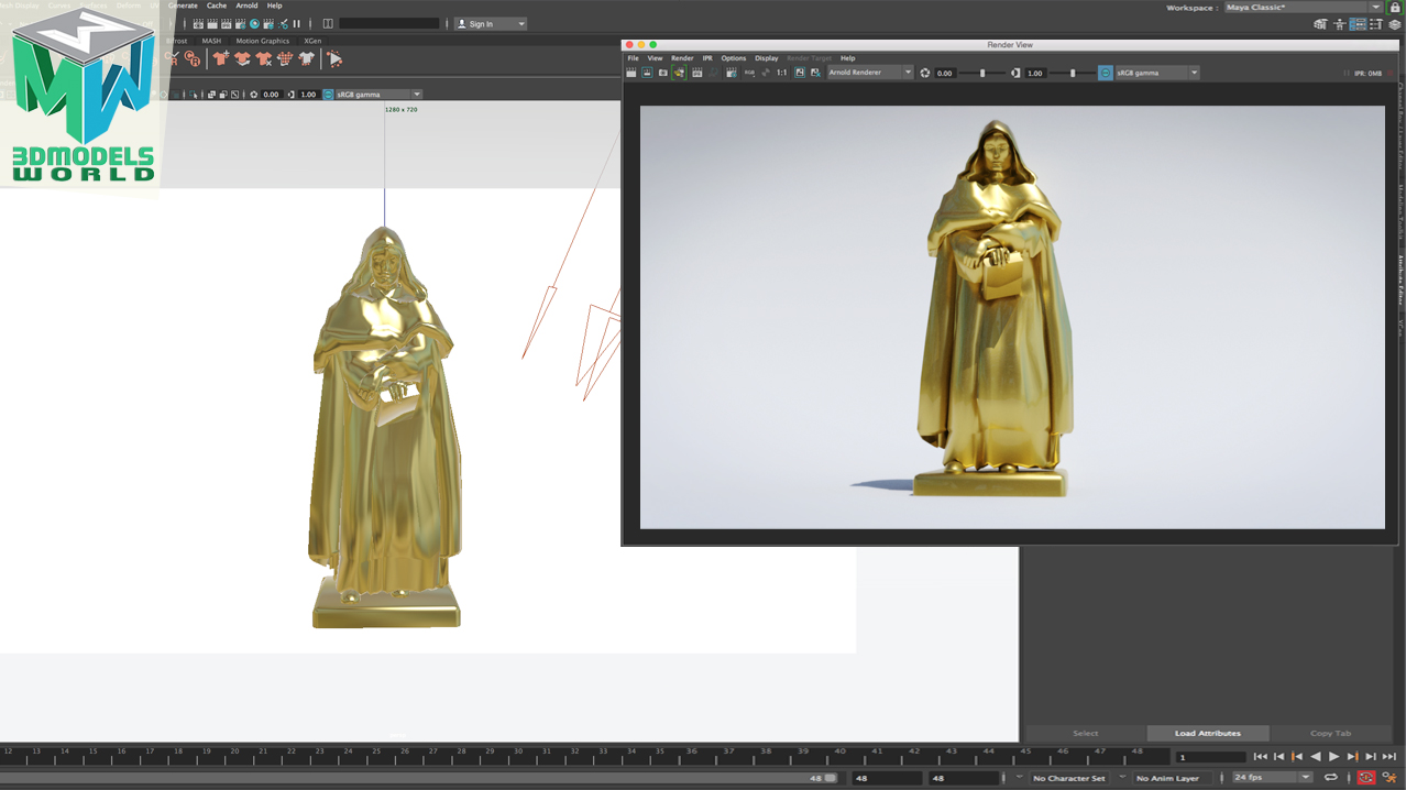 How To Create Gold Metal Shader Using Arnold In Maya 18 Hdri Lighting 3d Models World