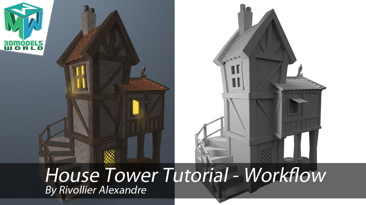 house-tower-3d-tutorial-workflow-modeling-texturing-and-rendering