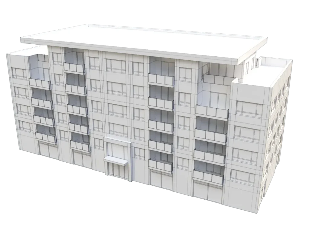 building-residential-3d-model-rendering-wireframe-3