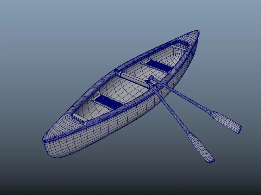 canoe-3d-model-wireframe-1