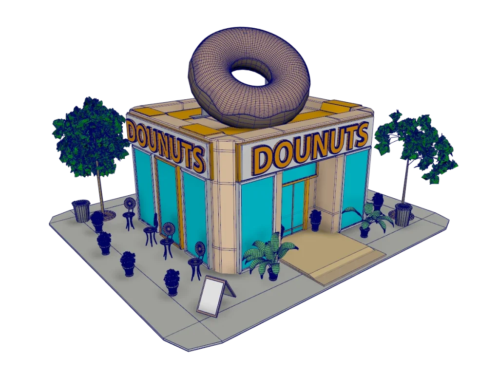 donuts-shop-3d-model-rendering-wireframe-2