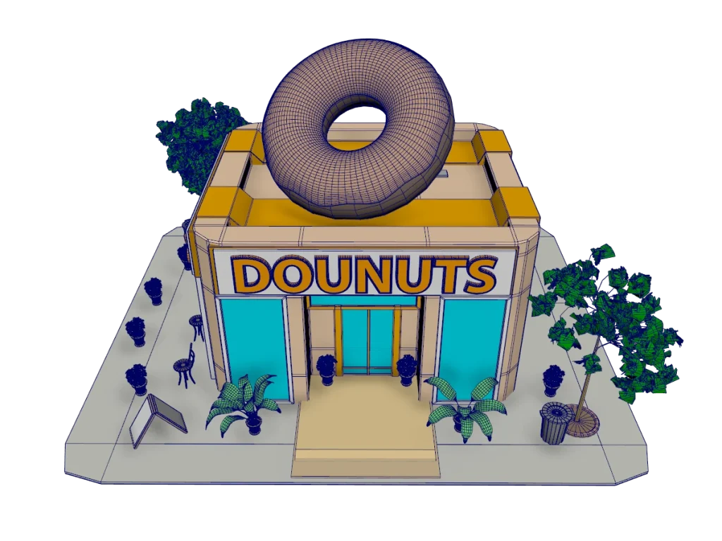 donuts-shop-3d-model-rendering-wireframe-4