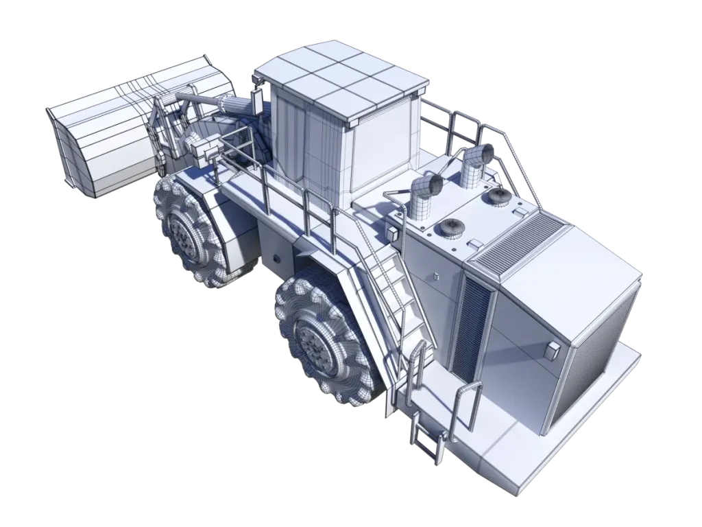 front-loader-cat990h-3d-model-rendering-wireframe-4