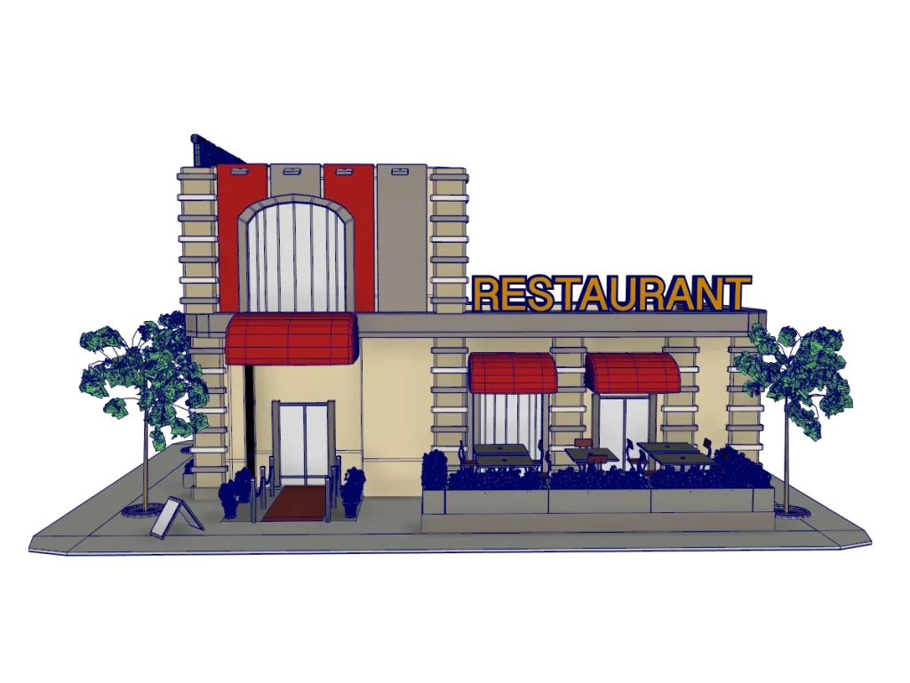 restaurant-3d-model-rendering-wireframe-1