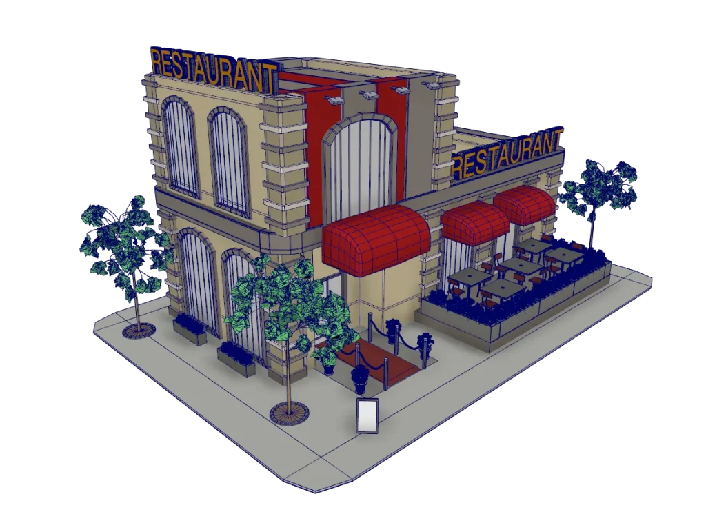 restaurant-3d-model-rendering-wireframe-2