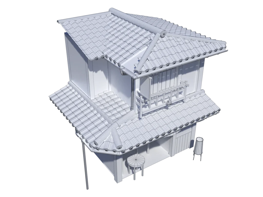 japanese-house-style-1-3d-model-wireframe-td