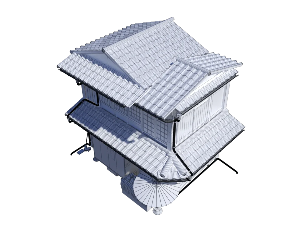 japanese-house-style-3-3d-model-wireframe-td