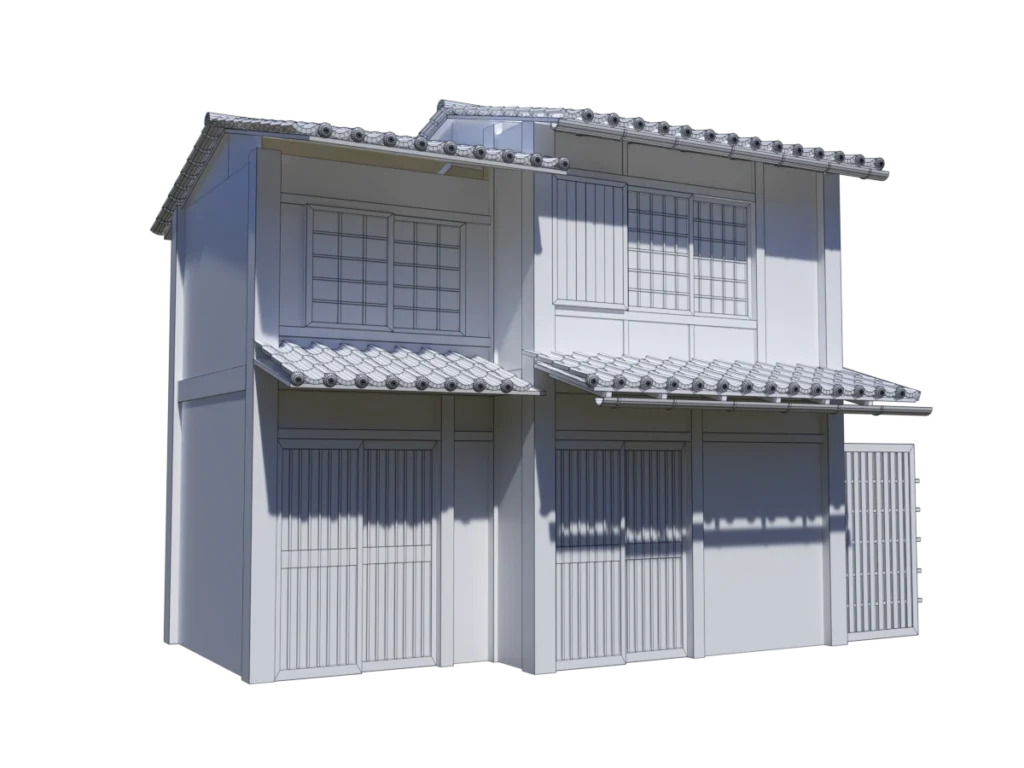 japanese-house-style-3d-model-wireframe-tb