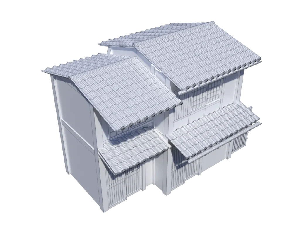 japanese-house-style-3d-model-wireframe-td