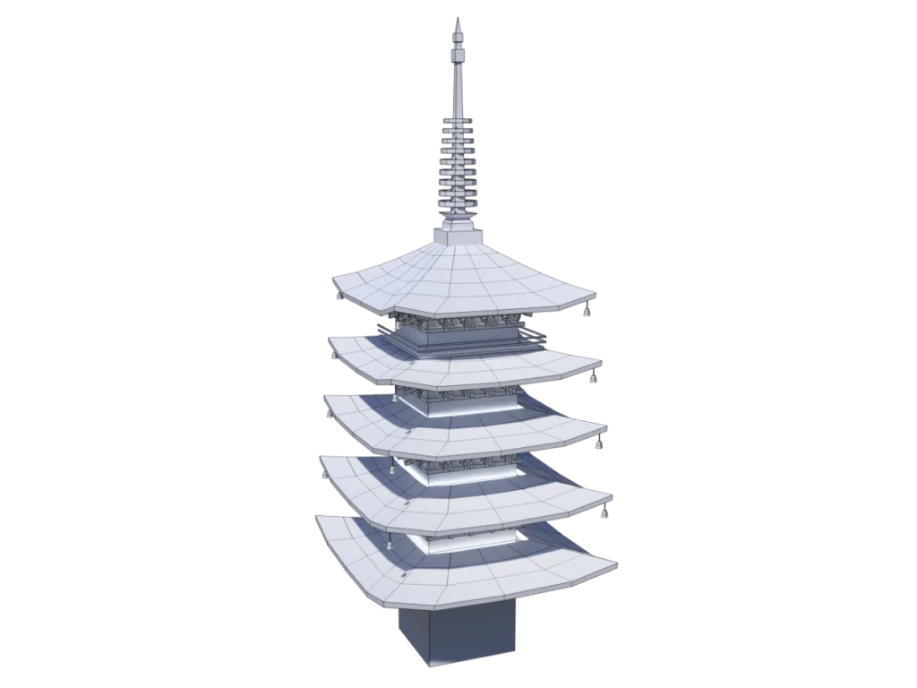 japanese-tower-3d-model-wireframe-tc