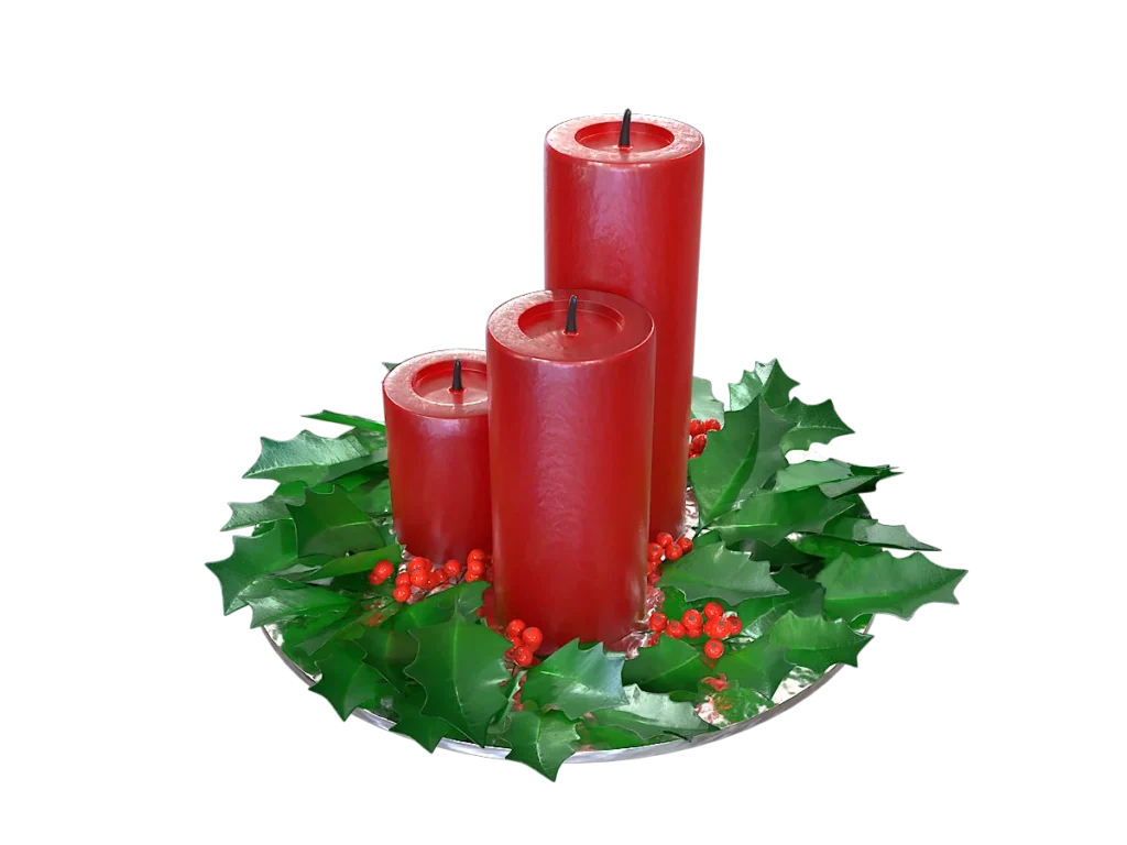 christmas-candle-holly-leaves-3d-model-td