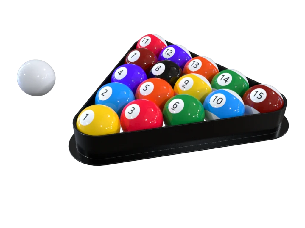 Pool Balls and Rack PBR 3D Model - 3D Models World