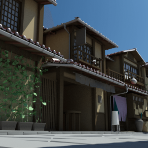 Japanese House Neighbourhood 3D Model