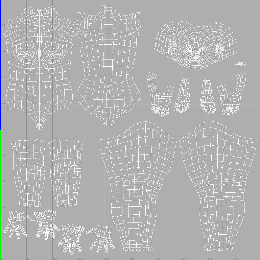 female-3d-model-low-poly-base-mesh-uv-mapping