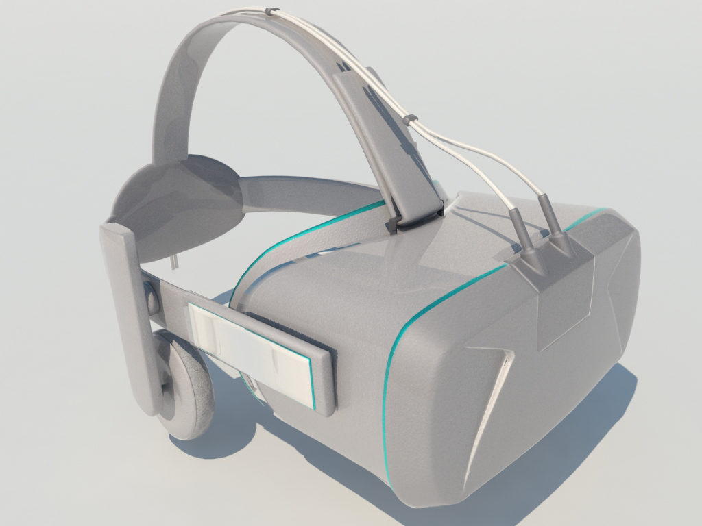 VR Headset 3D Model Grey Blue Realtime 3D Models World