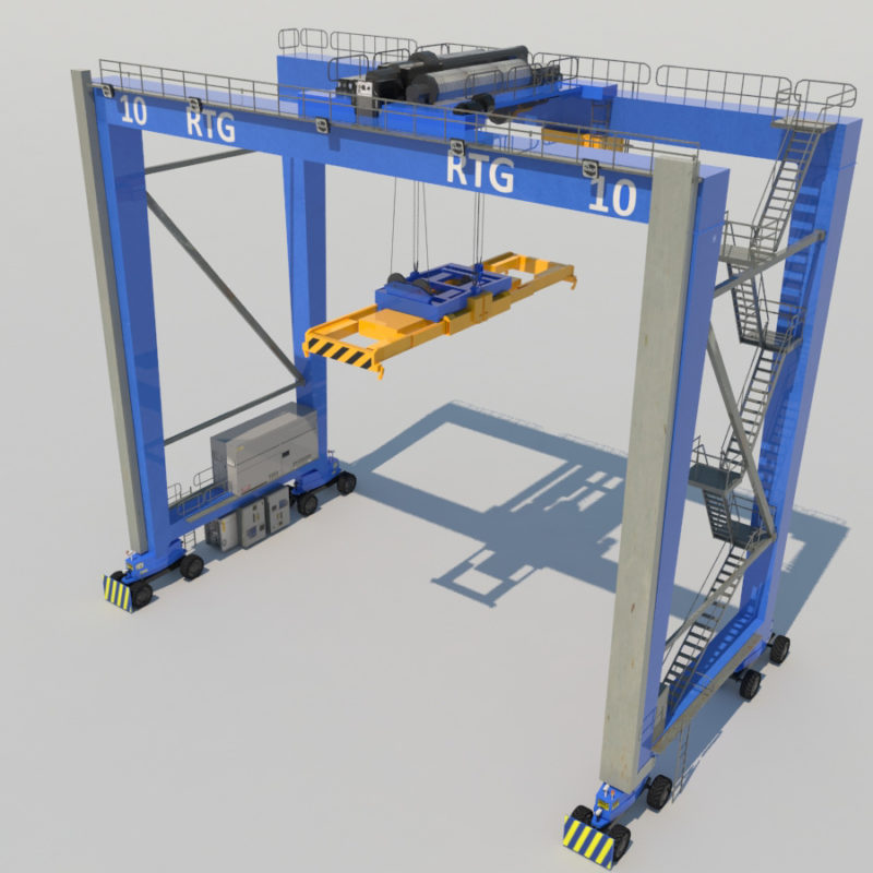 Rubber Tired Gantry Crane RTG Crane 3D Model - Realtime - 3D Models World