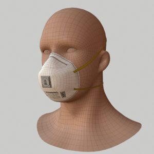 n95-respirator-face-mask-pbr-3d model-wireframe-1a