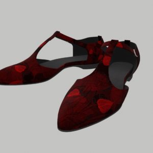 Ankle Strap Flats Red PBR 3D Model