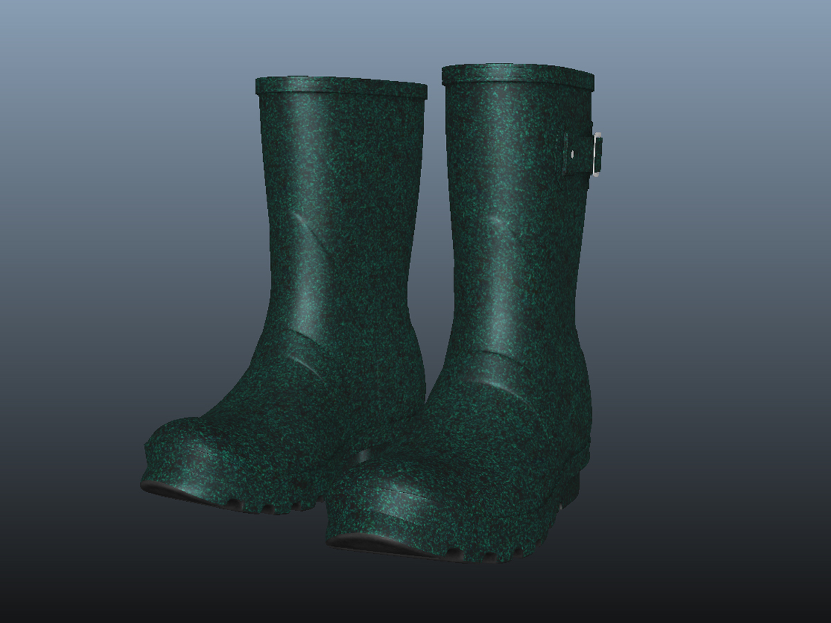 Mid Calf Rain Boots Green PBR 3D Model - 3D Models World