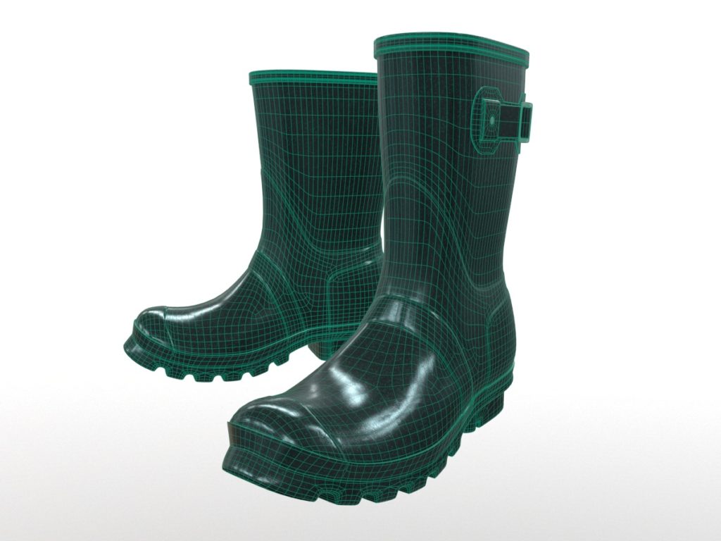 mid-calf-rain-boots-green-pbr-3d-model-physically-based-rendering-wireframe-1
