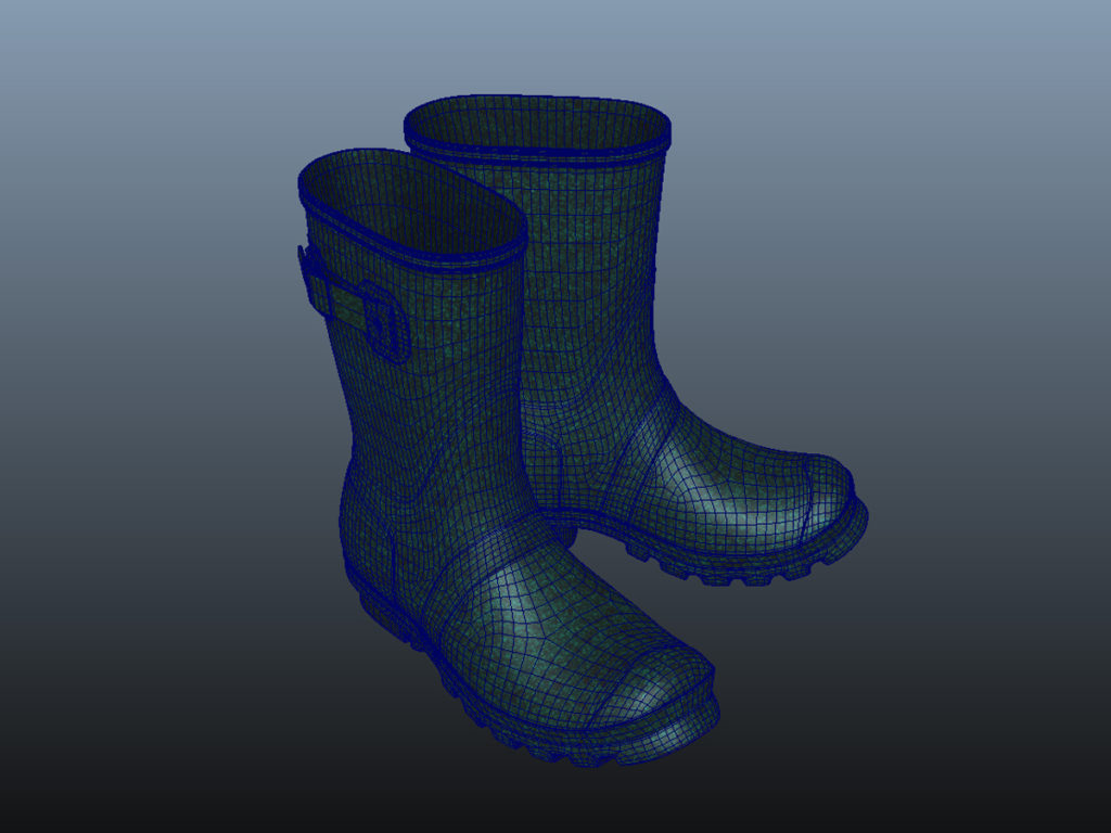 mid-calf-rain-boots-green-pbr-3d-model-physically-based-rendering-wireframe-11