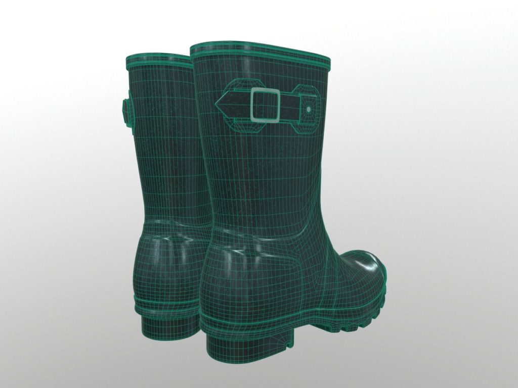 mid-calf-rain-boots-green-pbr-3d-model-physically-based-rendering-wireframe-4