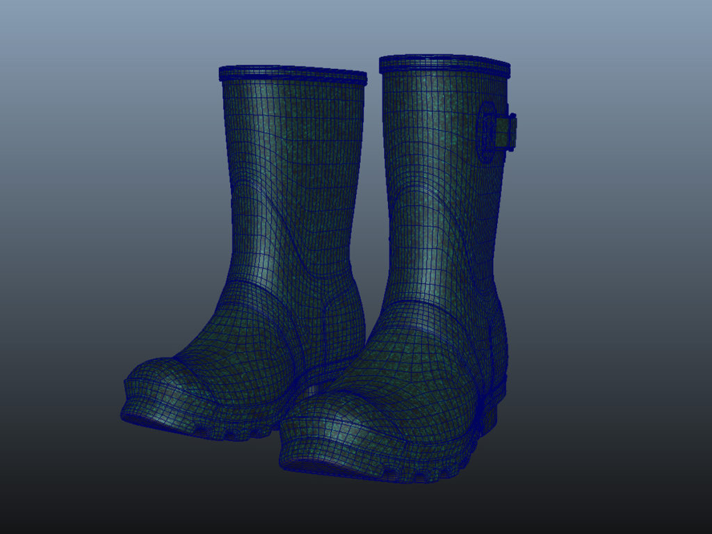 mid-calf-rain-boots-green-pbr-3d-model-physically-based-rendering-wireframe-9