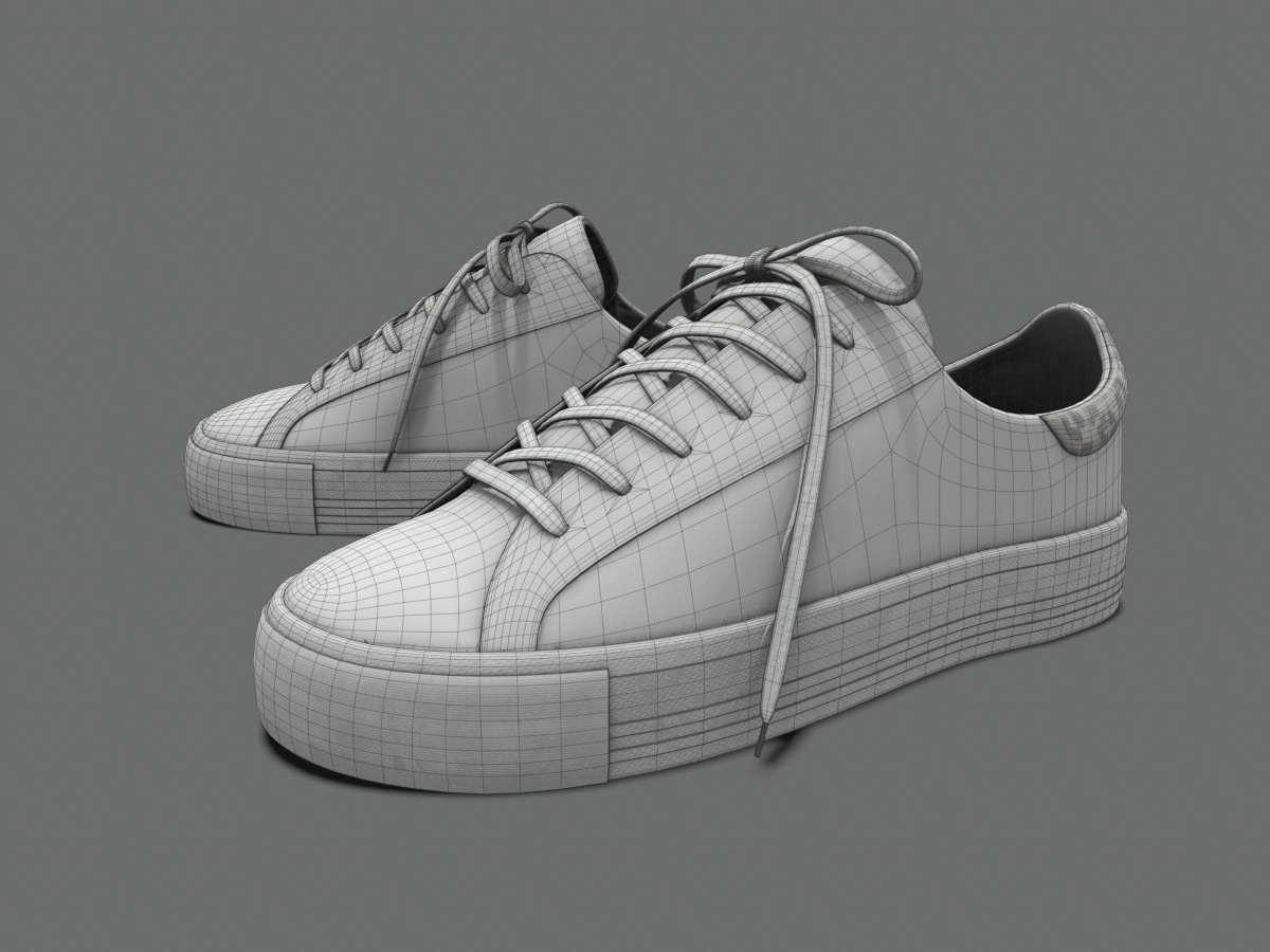 Sneakers White PBR 3D Model - 3D Models World