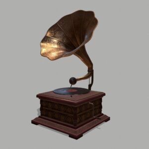 Retro Trumpet Horn Record Player PBR 3D Model