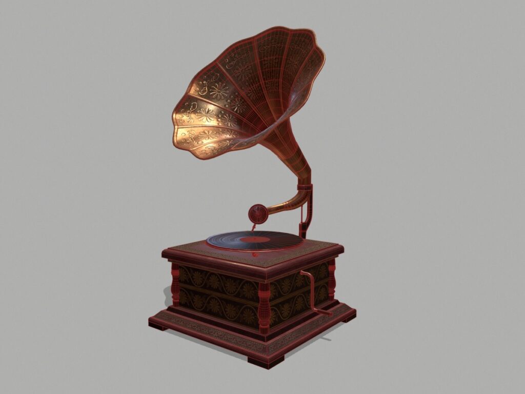 retro-trumpet-horn_record-player-pbr-3d-model-physically-based-rendering-wireframe-1