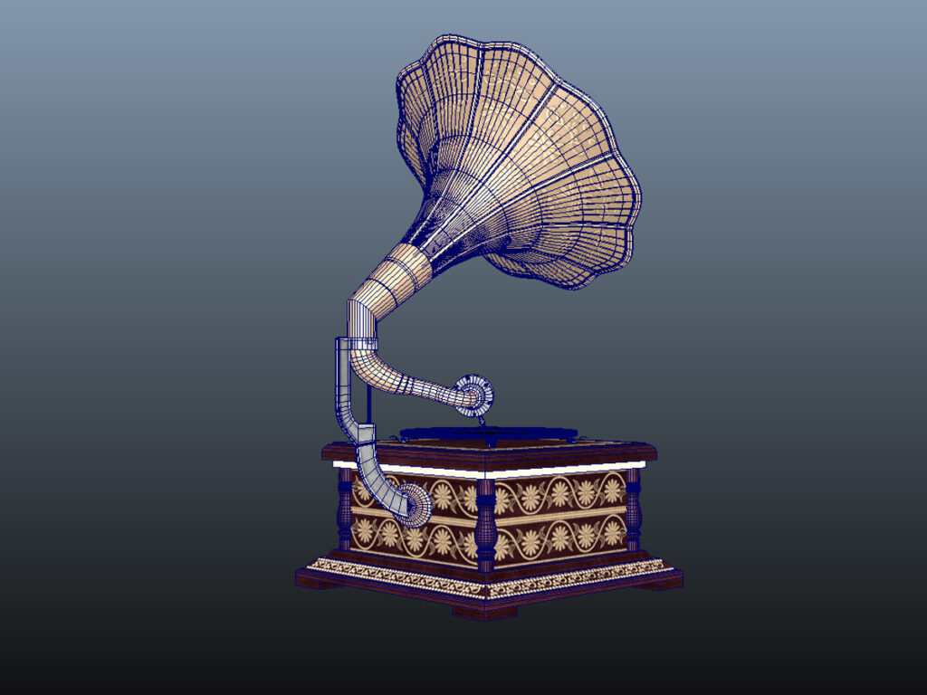 retro-trumpet-horn_record-player-pbr-3d-model-physically-based-rendering-wireframe-10