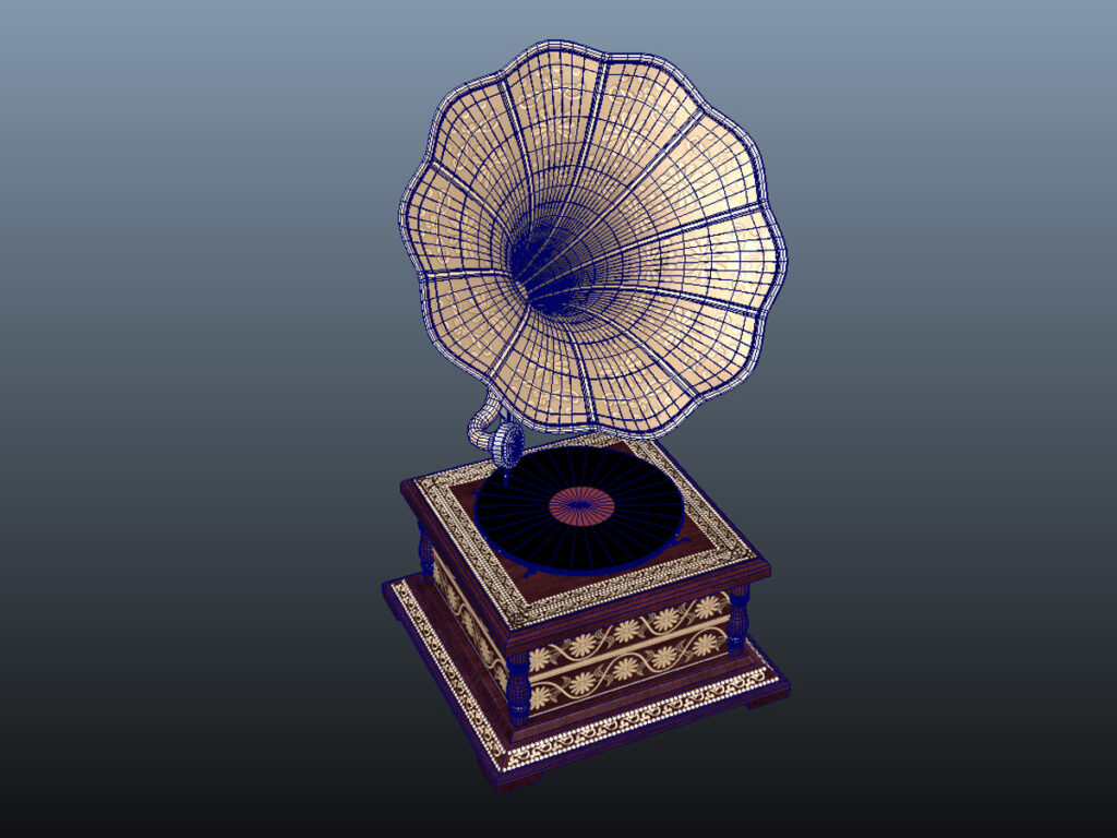 retro-trumpet-horn_record-player-pbr-3d-model-physically-based-rendering-wireframe-11