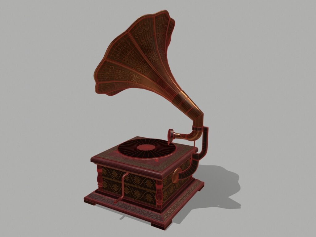retro-trumpet-horn_record-player-pbr-3d-model-physically-based-rendering-wireframe-2