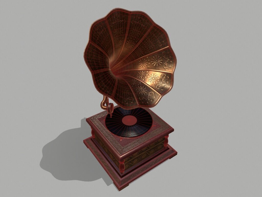 retro-trumpet-horn_record-player-pbr-3d-model-physically-based-rendering-wireframe-4