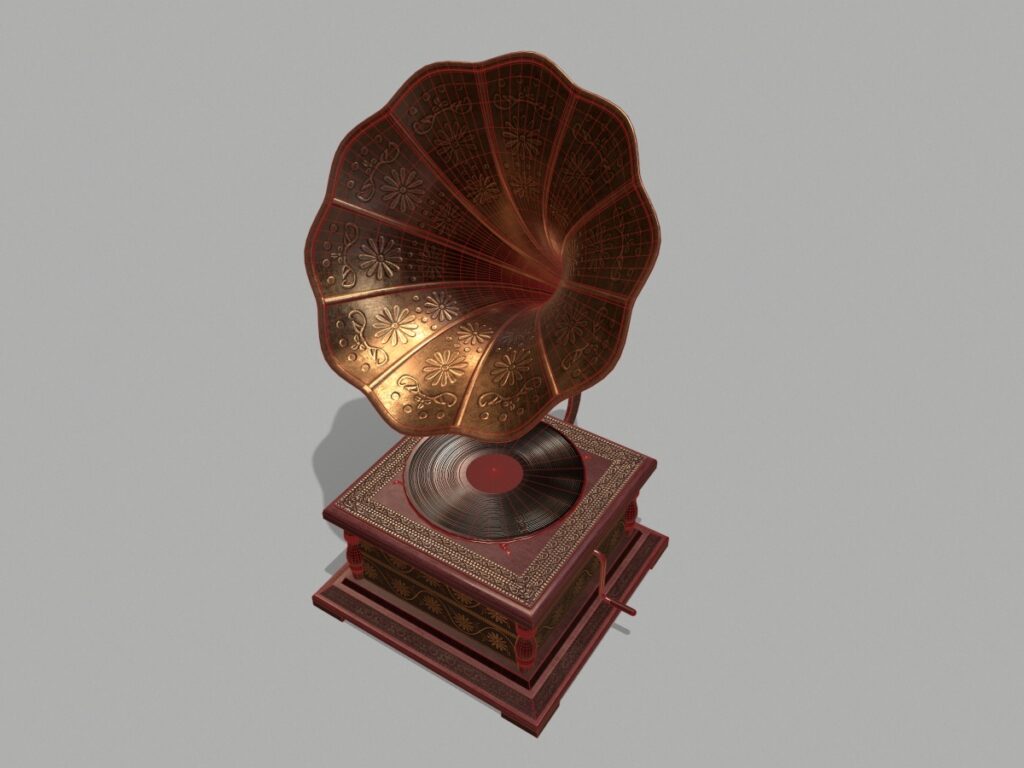retro-trumpet-horn_record-player-pbr-3d-model-physically-based-rendering-wireframe-7