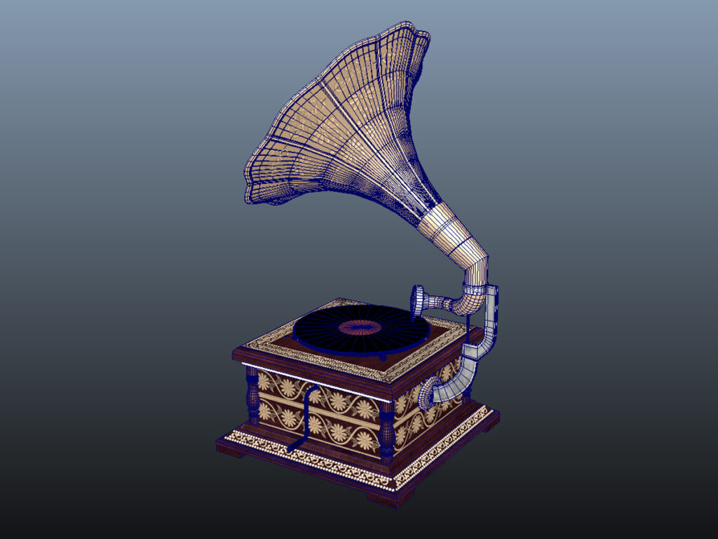 retro-trumpet-horn_record-player-pbr-3d-model-physically-based-rendering-wireframe-9