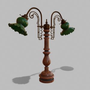 Antique Green Glass Table Lamp PBR 3D Model