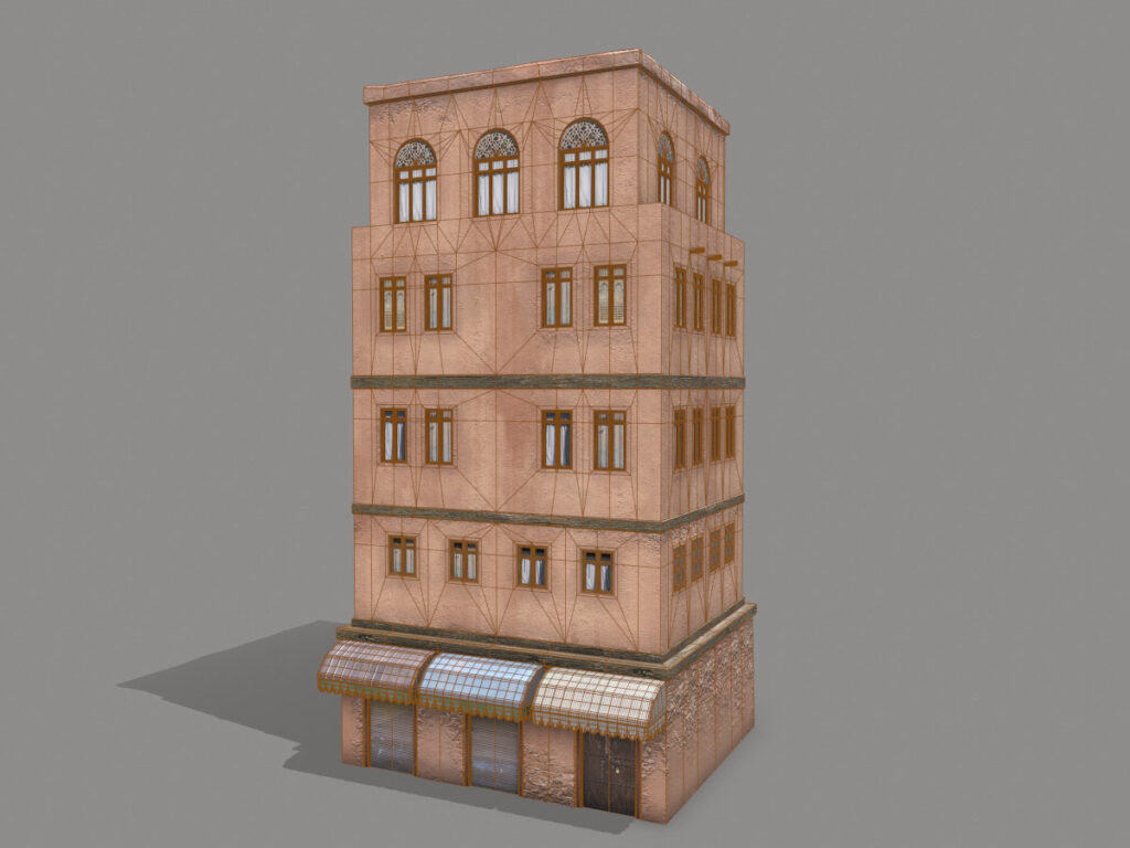 middle-eastern-old-clay-house-style4-pbr-3d-model-physically-based-rendering-wireframe-1