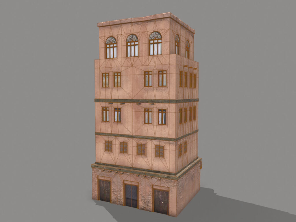 middle-eastern-old-clay-house-style4-pbr-3d-model-physically-based-rendering-wireframe-2