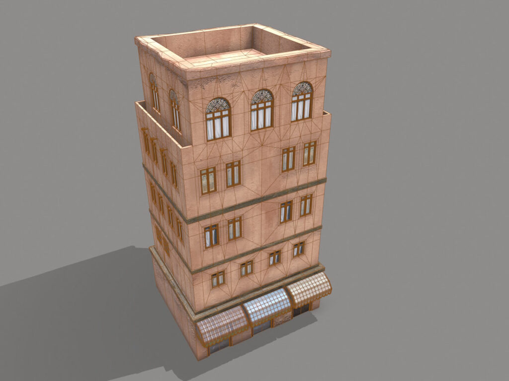 middle-eastern-old-clay-house-style4-pbr-3d-model-physically-based-rendering-wireframe-3