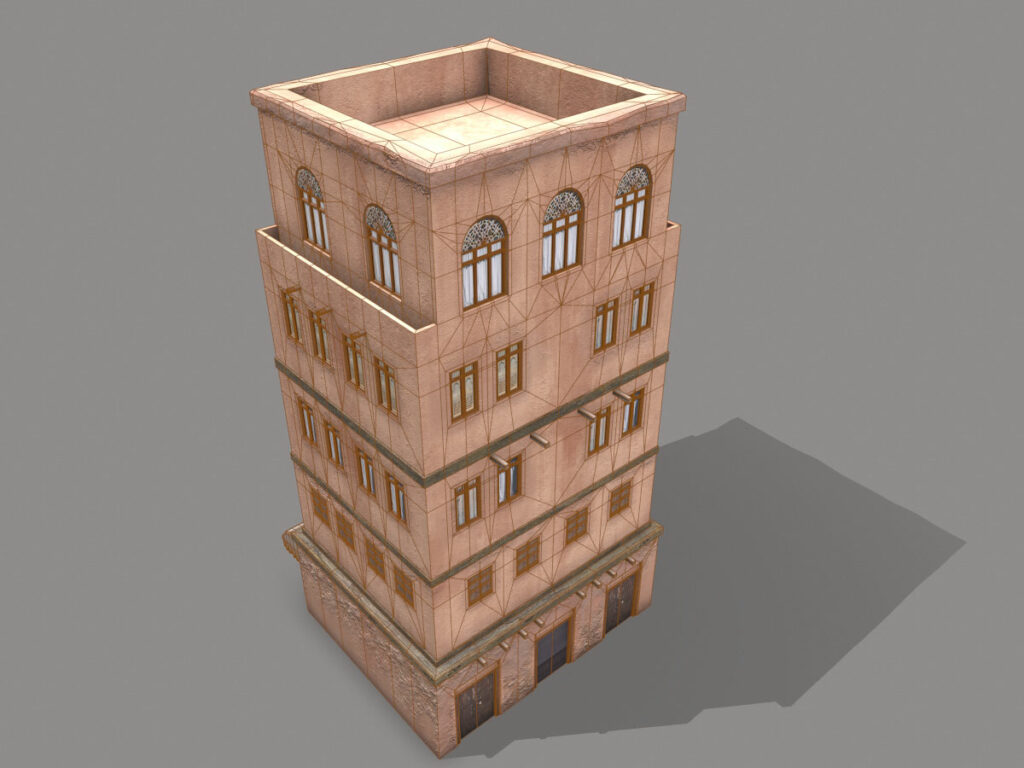 middle-eastern-old-clay-house-style4-pbr-3d-model-physically-based-rendering-wireframe-4