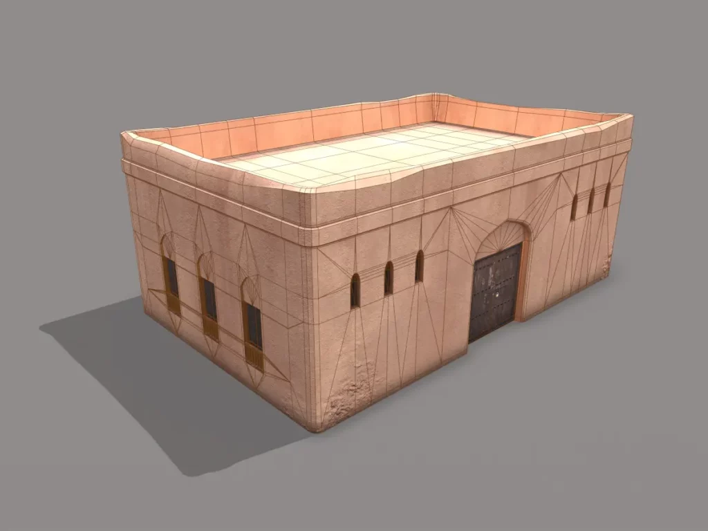 middle-eastern-old-clay-house-style7-pbr-3d-model-physically-based-rendering-wireframe-3